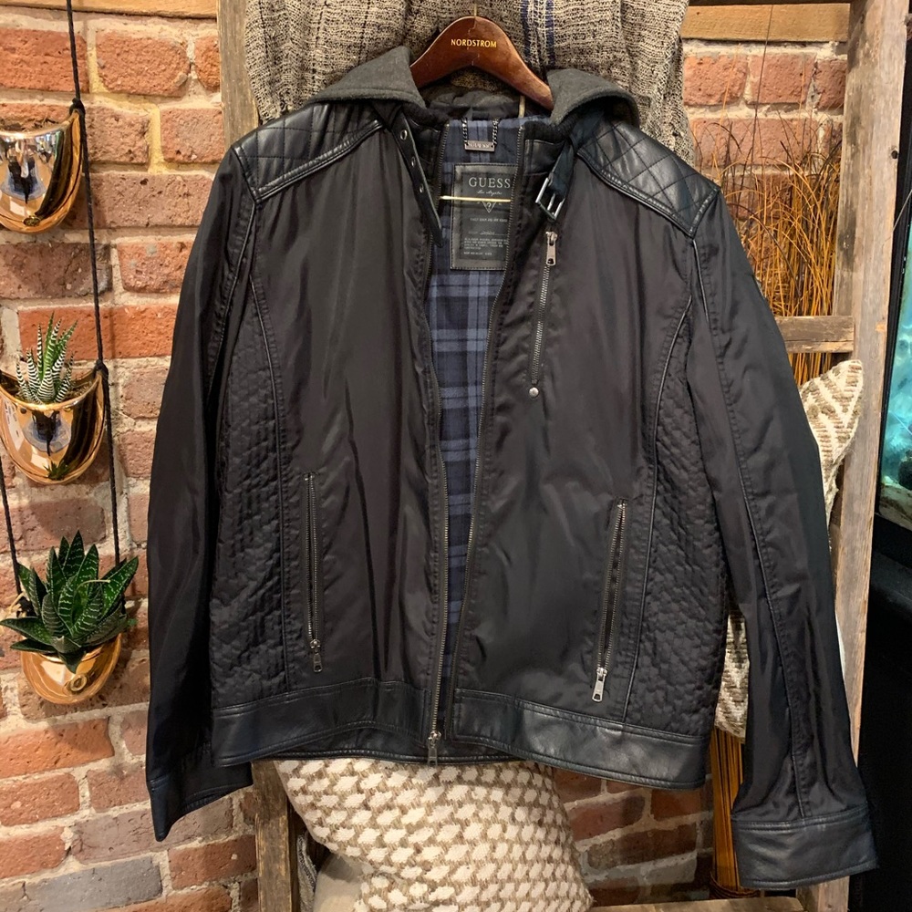 Men’s Guess Jacket with Faux Leather detail